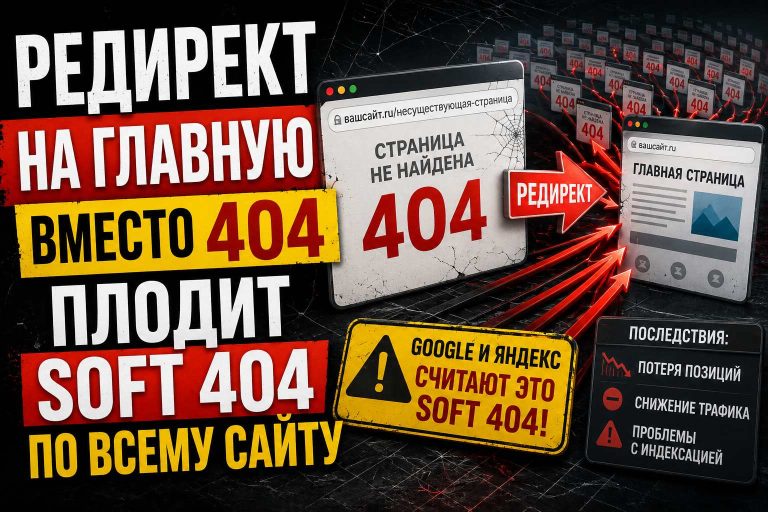 Редирект на главную вместо 404 плодит soft 404 по всему сайту