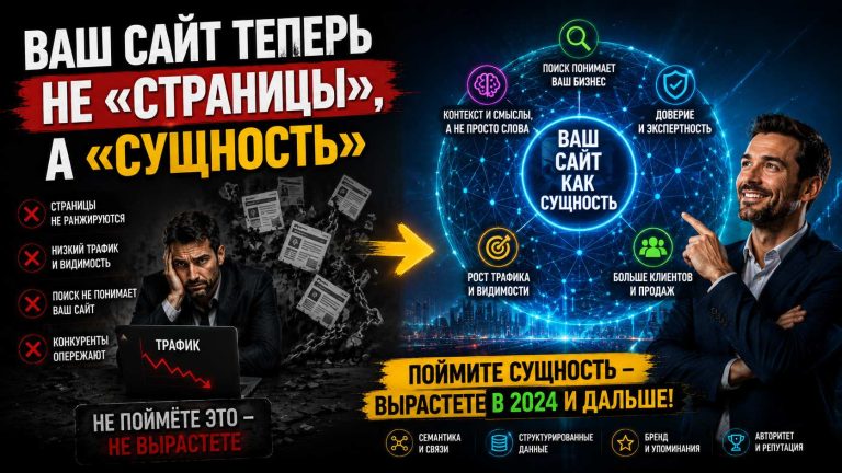 Ваш сайт теперь не «страницы», а «сущность». Не поймёте это — не вырастете