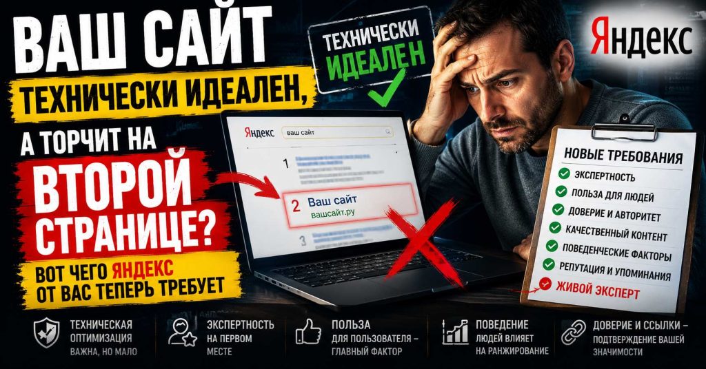 Ваш сайт технически идеален, а торчит на второй странице? Вот чего Яндекс от вас теперь требует