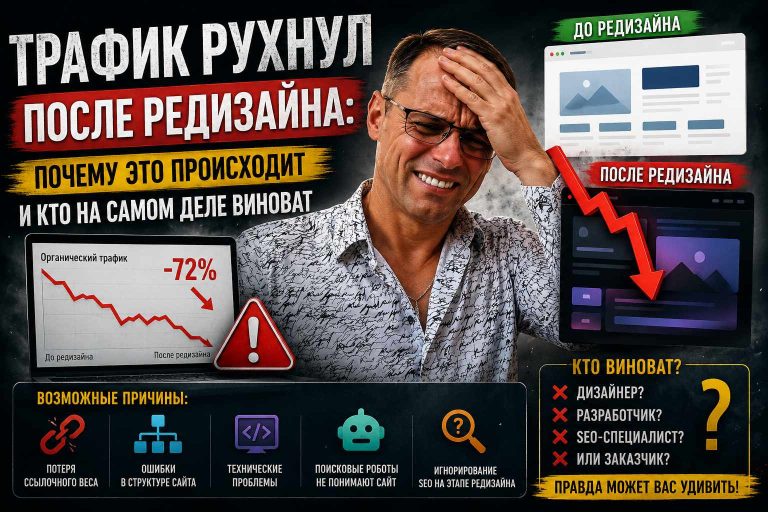 Трафик рухнул после редизайна: почему это происходит и кто на самом деле виноват