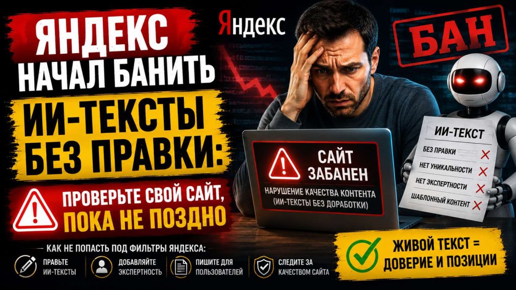 Яндекс начал банить ИИ-тексты без правки: проверьте свой сайт, пока не поздно