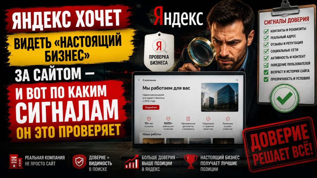 Яндекс хочет видеть «настоящий бизнес» за сайтом — и вот по каким сигналам он это проверяет