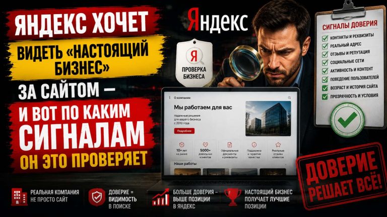 Яндекс хочет видеть «настоящий бизнес» за сайтом — и вот по каким сигналам он это проверяет
