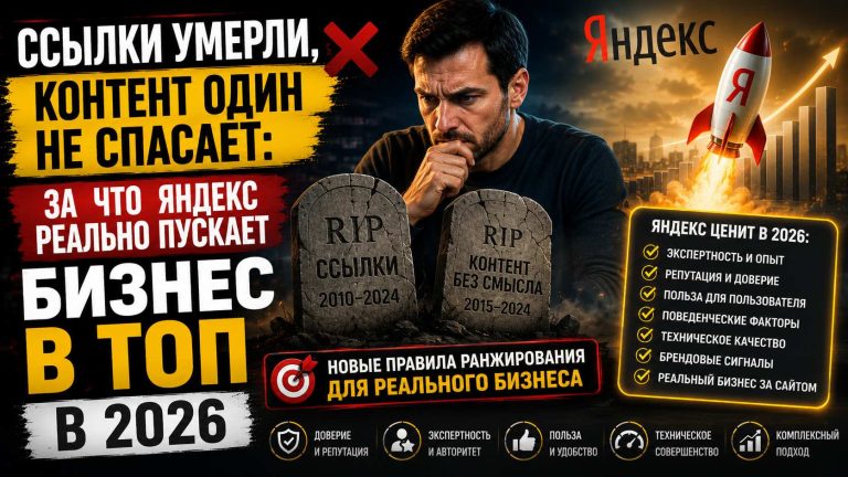 Ссылки умерли, контент один не спасает: за что Яндекс реально пускает бизнес в топ в 2026