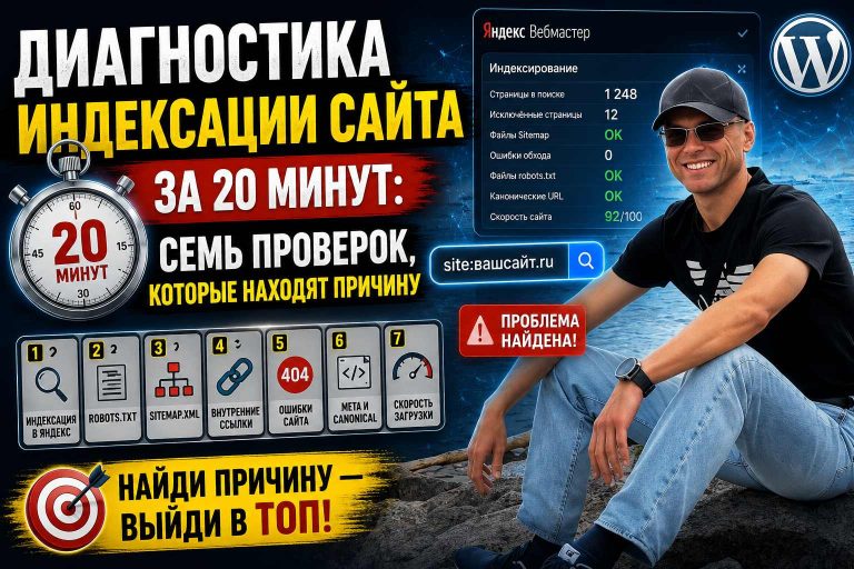 Диагностика индексации сайта за 20 минут: семь проверок, которые находят причину