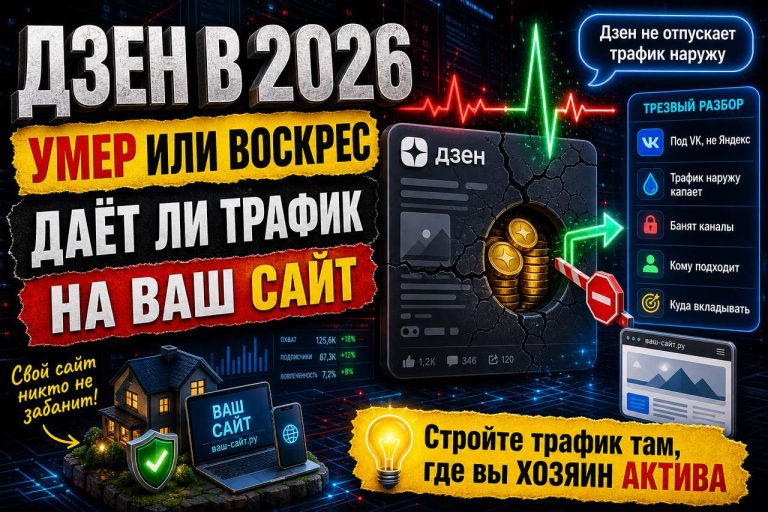 Дзен как источник трафика в 2026: умер, воскрес или никогда и не жил