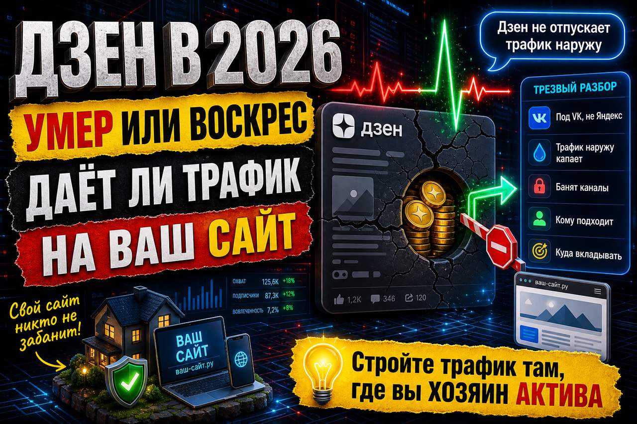 Дзен как источник трафика в 2026: умер, воскрес или никогда и не жил