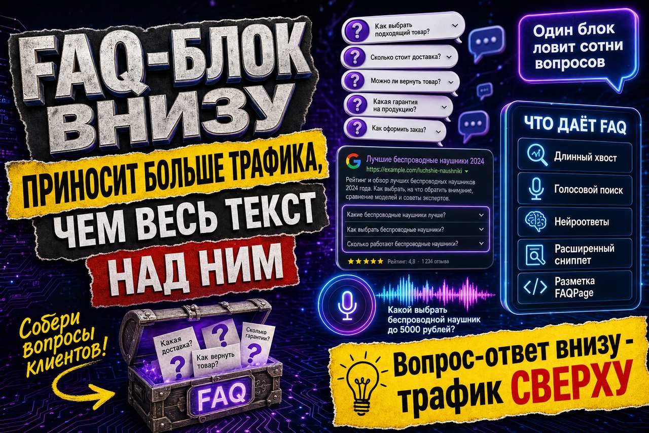 FAQ-блок внизу страницы приносит больше трафика, чем весь текст над ним