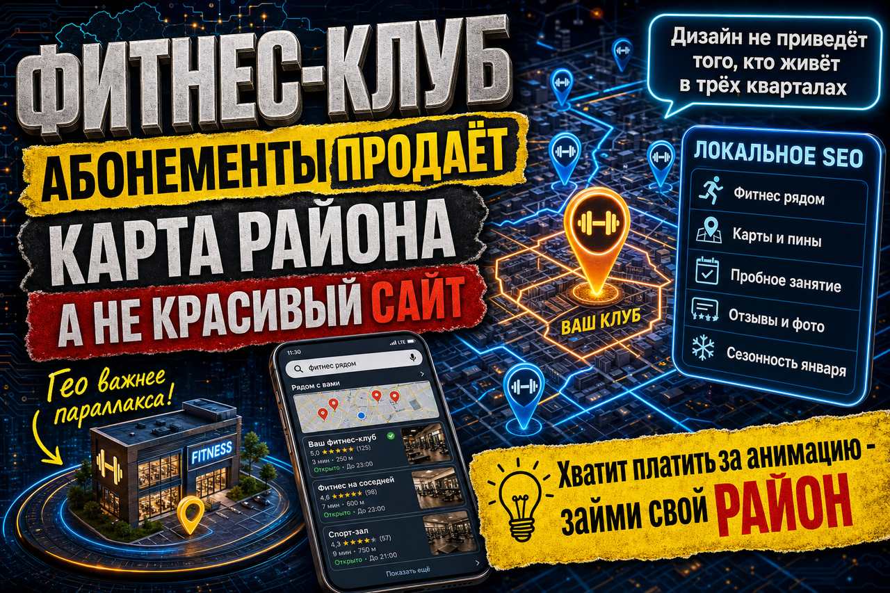 Фитнес-клуб: абонементы продаёт карта района, а не красивый сайт