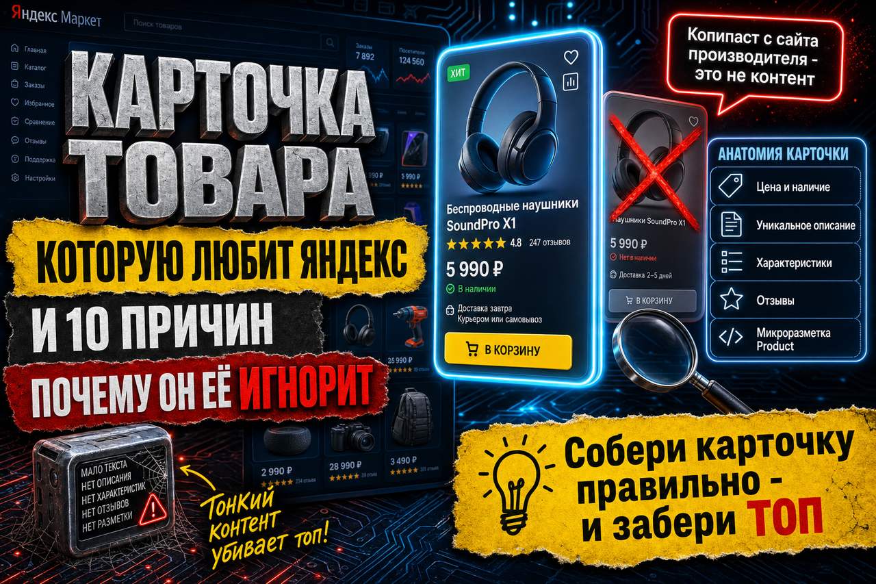 Карточка товара, которую Яндекс любит, и десять причин, по которым он её игнорирует