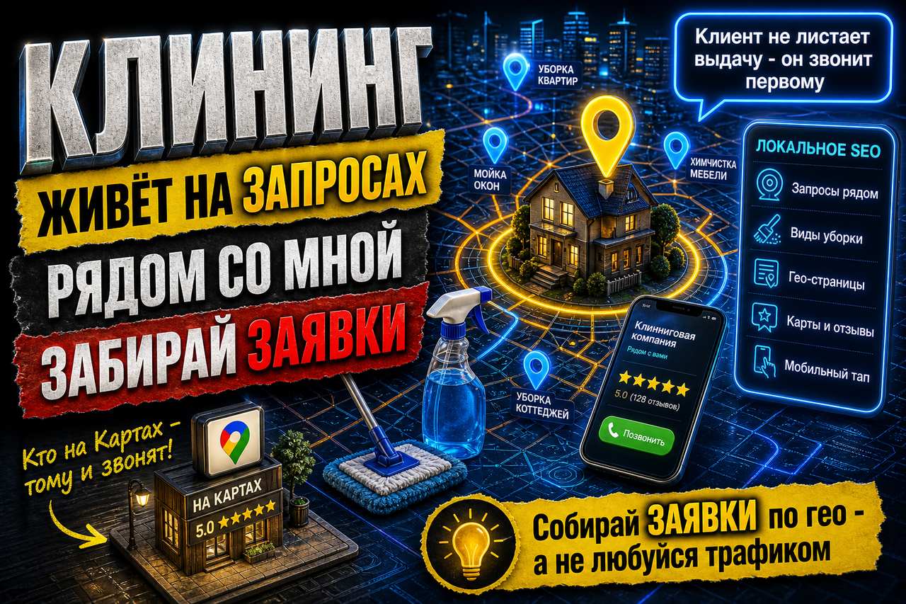 Клининг и уборка: бизнес, который живёт на запросах «рядом со мной»