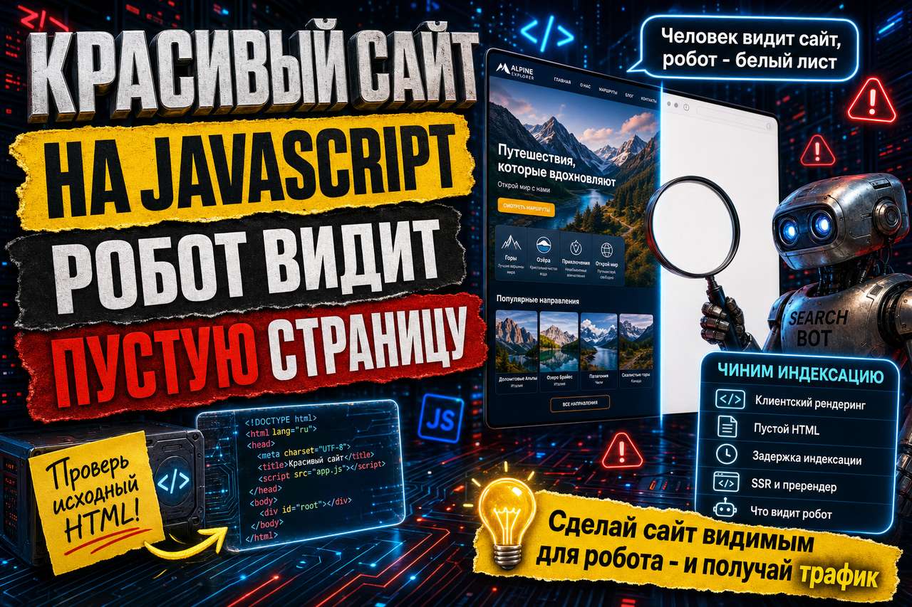 Красивый сайт на JavaScript, который робот видит пустой страницей