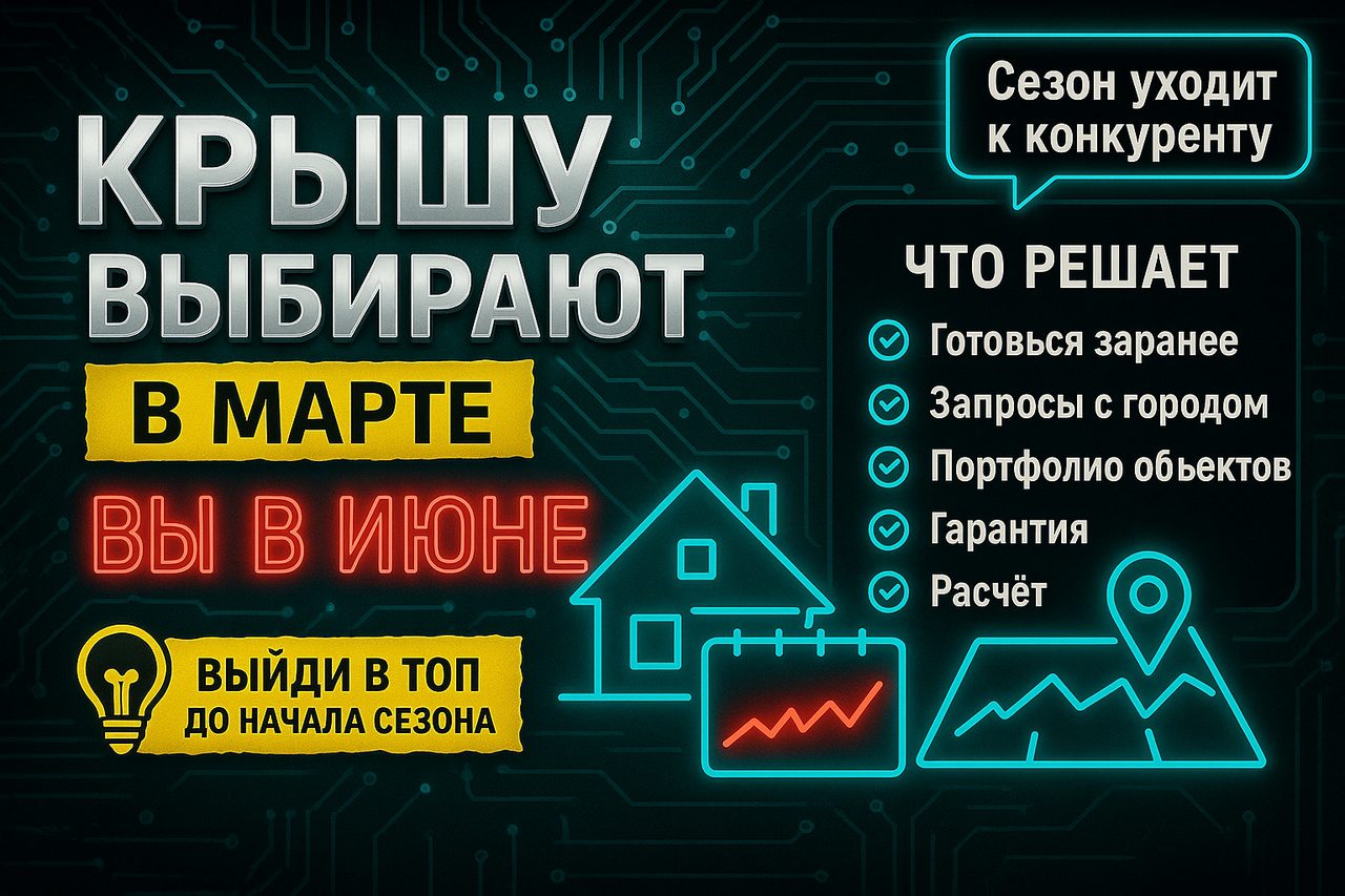Крышу выбирают в марте, а вы выходите в топ в июне: как кровельщик и фасадчик теряют весь сезон в поиске