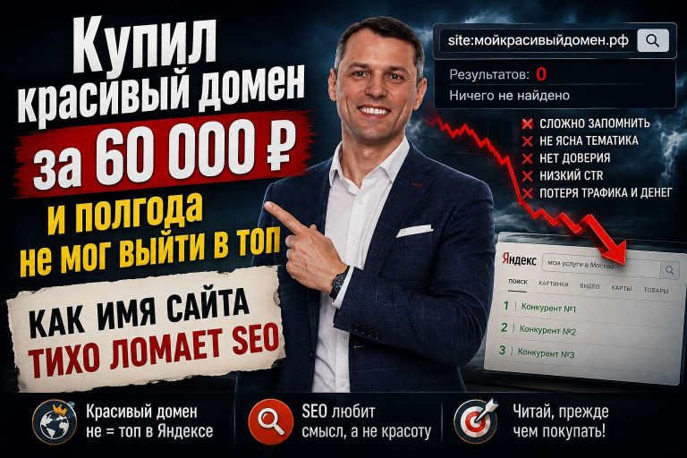 Купил красивый домен за 60 000 — и полгода не мог выйти в топ: как имя сайта тихо ломает SEO