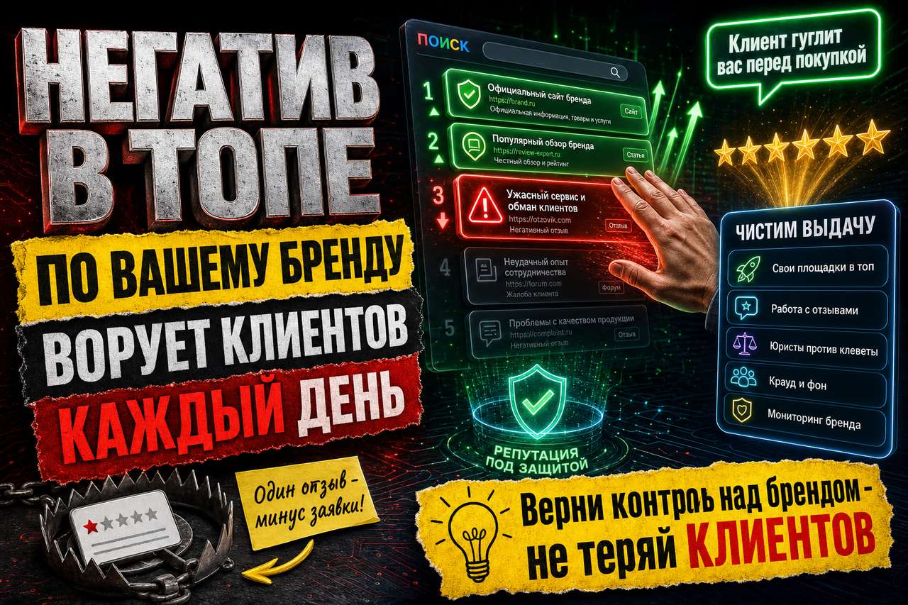 «Негативный отзыв на первой странице по вашему бренду стоит клиентов каждый день»
