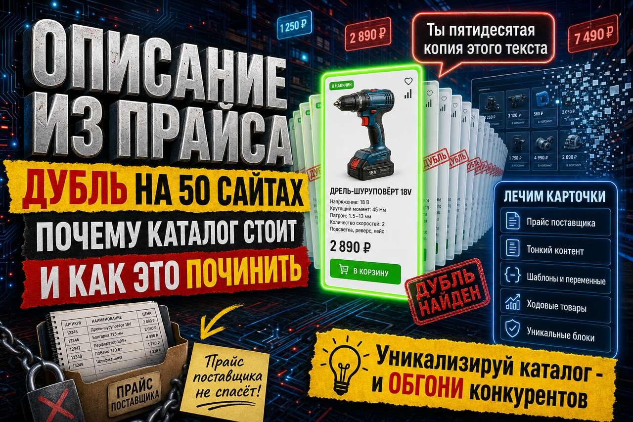 Описание товара, скопированное у поставщика: почему каталог не растёт в поиске
