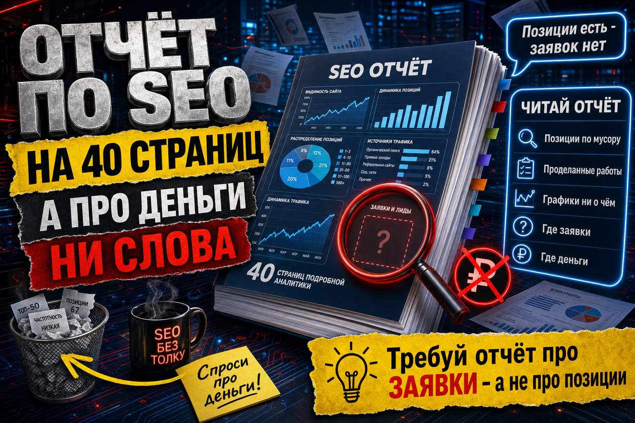 «Отчёт по SEO на 40 страниц, в котором ни слова про деньги и заявки»