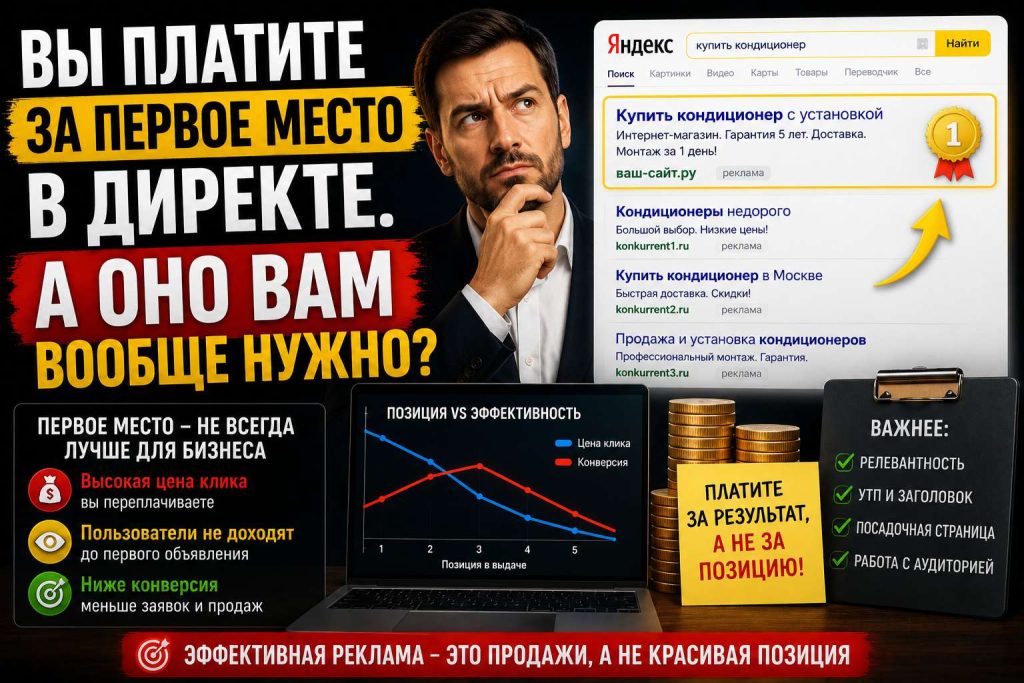 Вы платите за первое место в Директе. А оно вам вообще нужно?