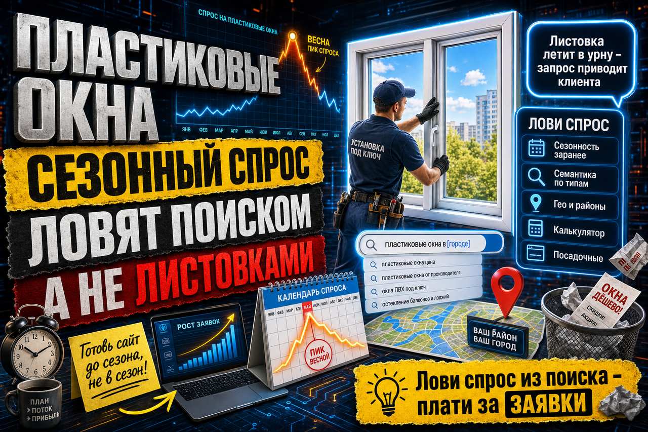 Пластиковые окна: сезонный спрос, который ловят поиском, а не листовками