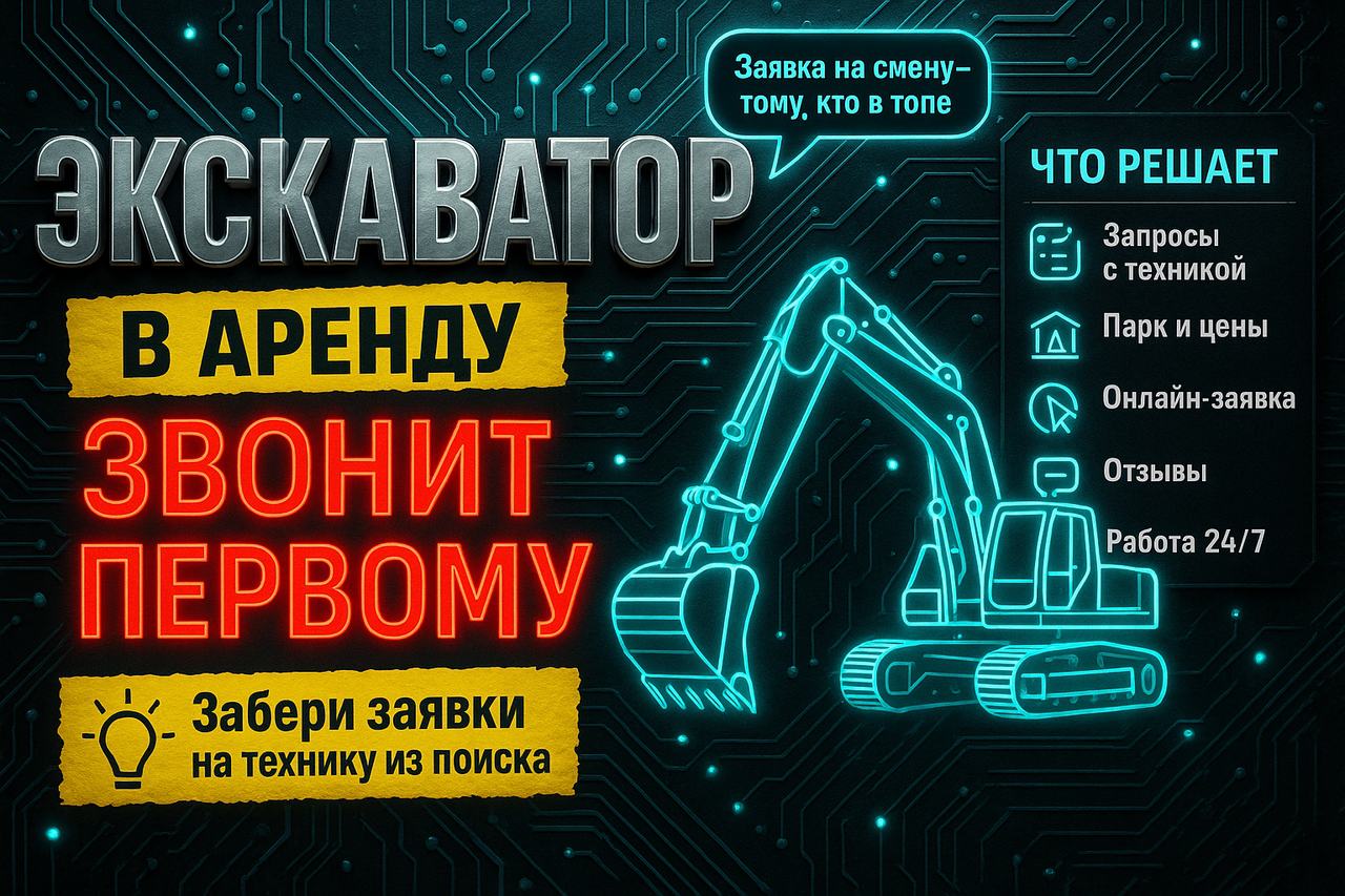 Аренда спецтехники: прораб вбивает «экскаватор в аренду» и звонит первому