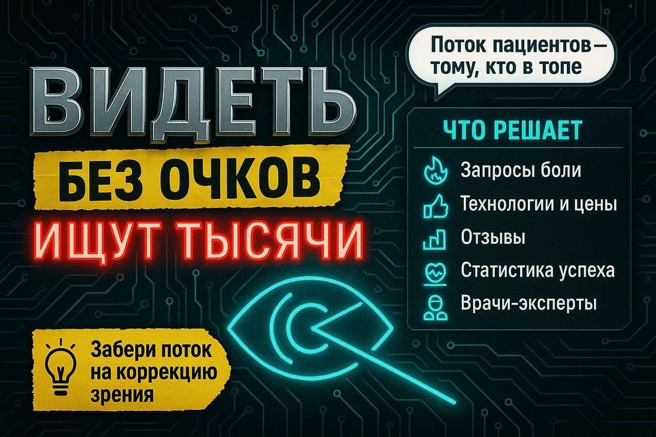«Хочу видеть без очков» ищут тысячи: как офтальмологической клинике забрать этот поток