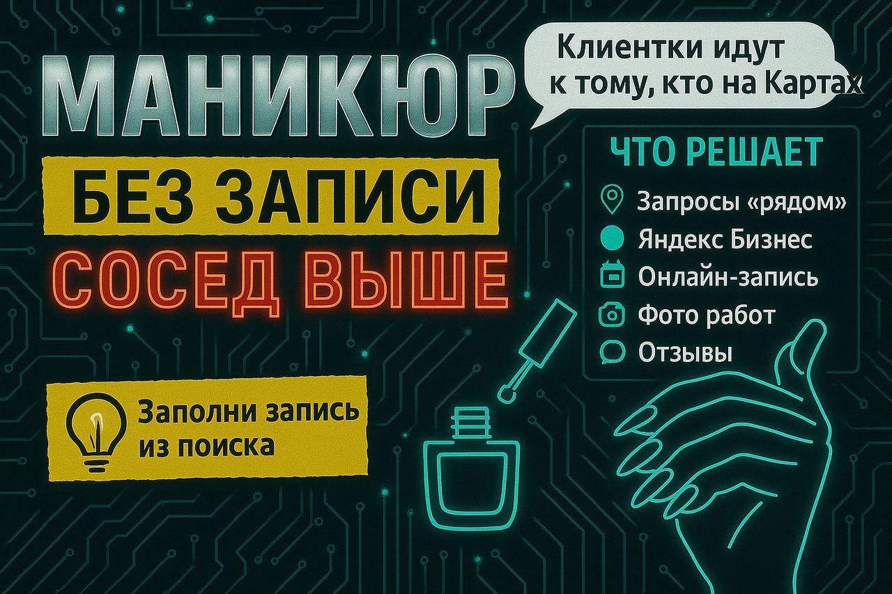 Мастер маникюра сидит без записи, пока соседний салон выше в Яндекс.Картах