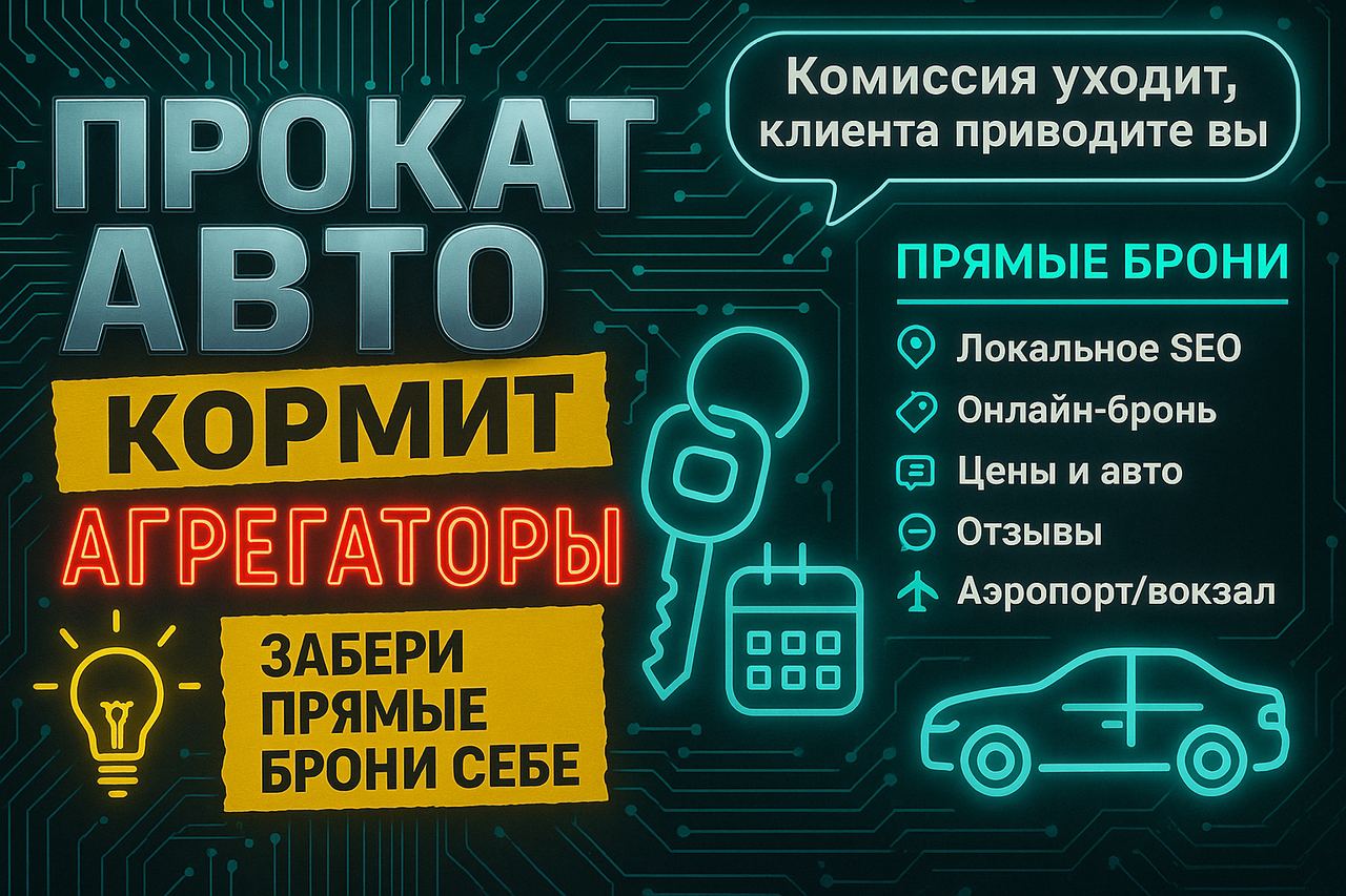 Прокат авто без своего сайта живёт на агрегаторах и отдаёт им треть. Как забрать клиента напрямую