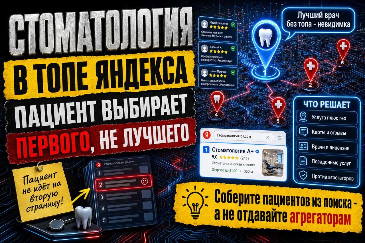 Продвижение стоматологии: пациент выбирает не лучшего врача, а первого в Яндексе