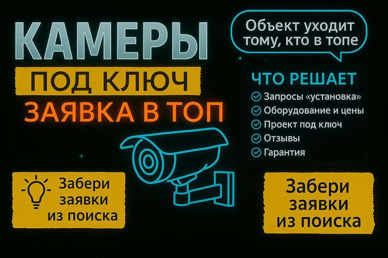 Видеонаблюдение под ключ: заявку на объект получает тот, кто вышел в топ по «установка камер»