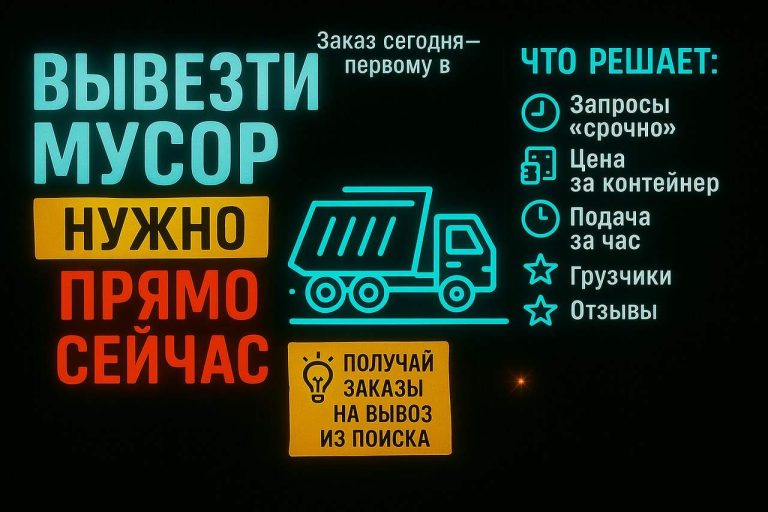 «Вывезти мусор после ремонта» — заказ прямо сейчас, выигрывает первый в выдаче