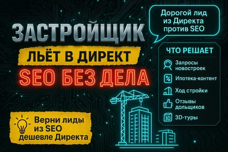 Застройщик сливает миллионы на Директ, а SEO по новостройкам простаивает