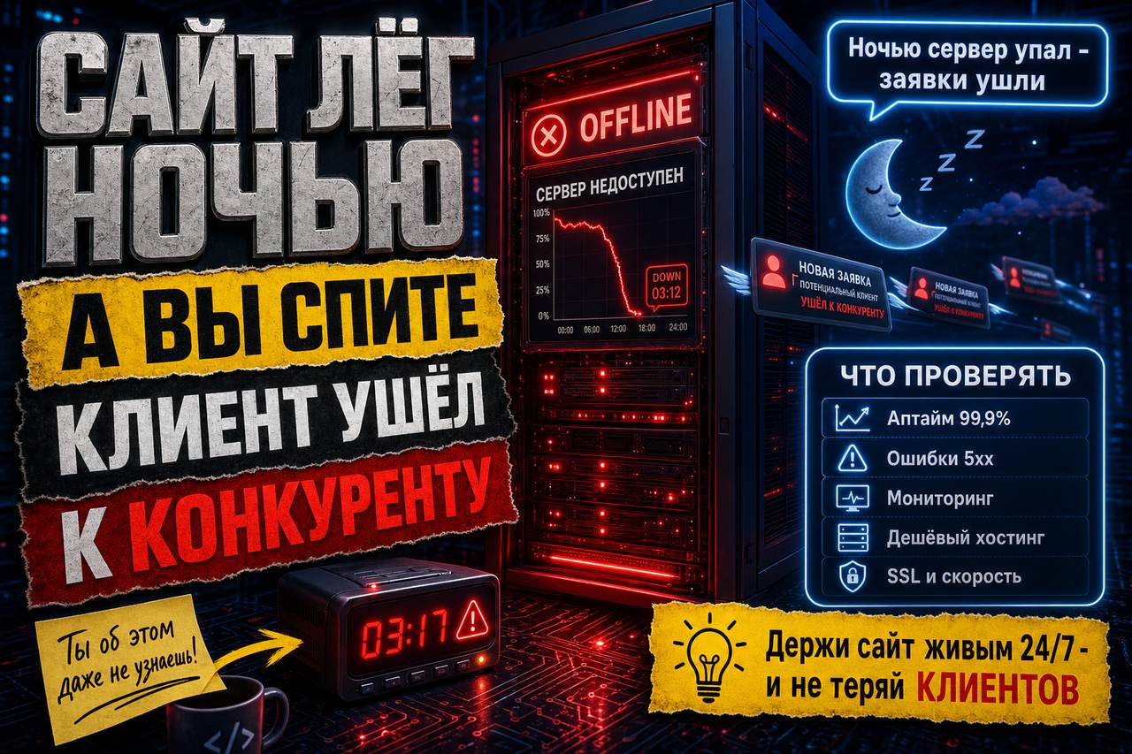 Сколько заявок вы теряете ночью, пока сайт лежит: аптайм, о котором молчат