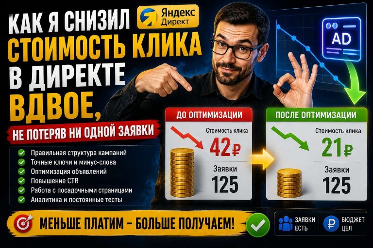 Как я снизил стоимость клика в Директе вдвое, не потеряв ни одной заявки