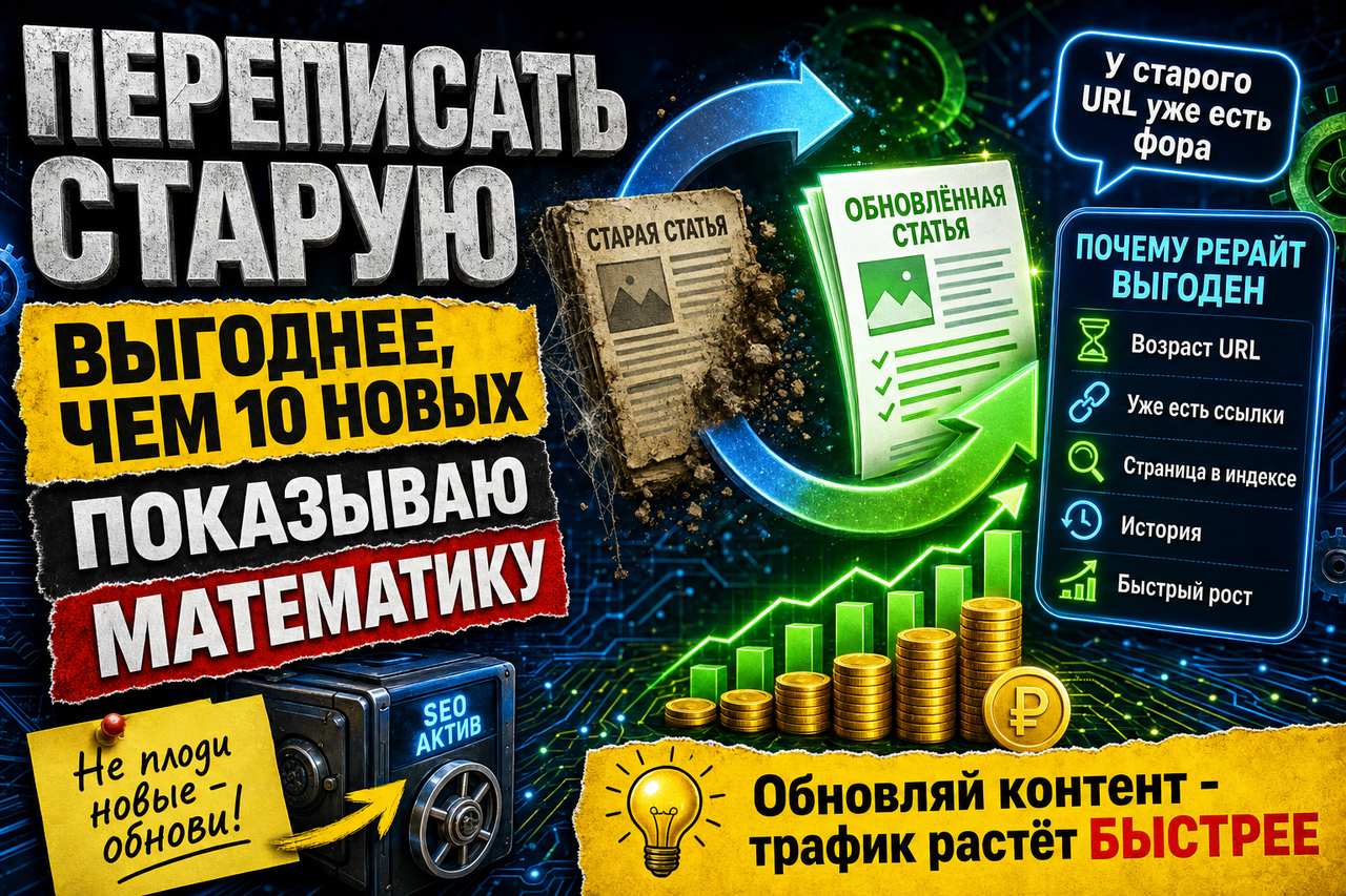 Старую статью выгоднее переписать, чем написать десять новых: показываю математику