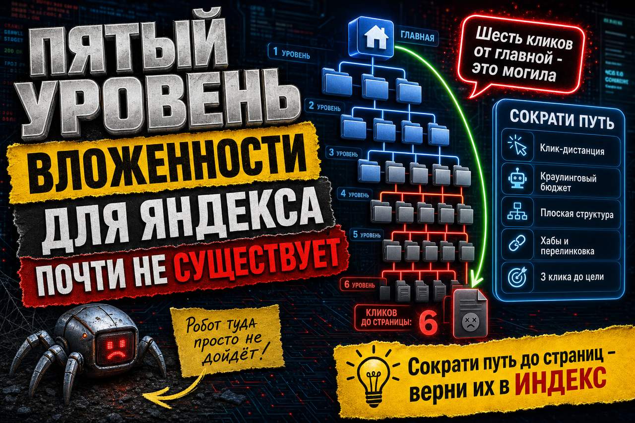 Страница на пятом уровне вложенности для Яндекса почти не существует