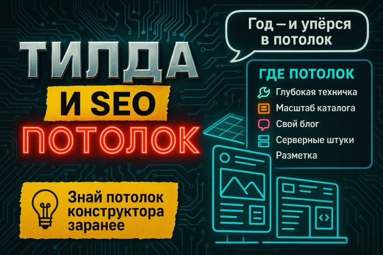 Собрал сайт на Тильде за вечер — а через год упёрся в потолок: где заканчивается SEO конструктора