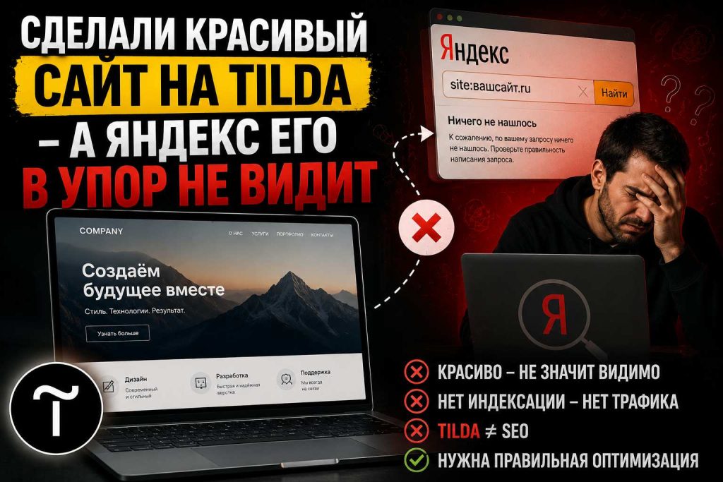 Сделали красивый сайт на Tilda — а Яндекс его в упор не видит