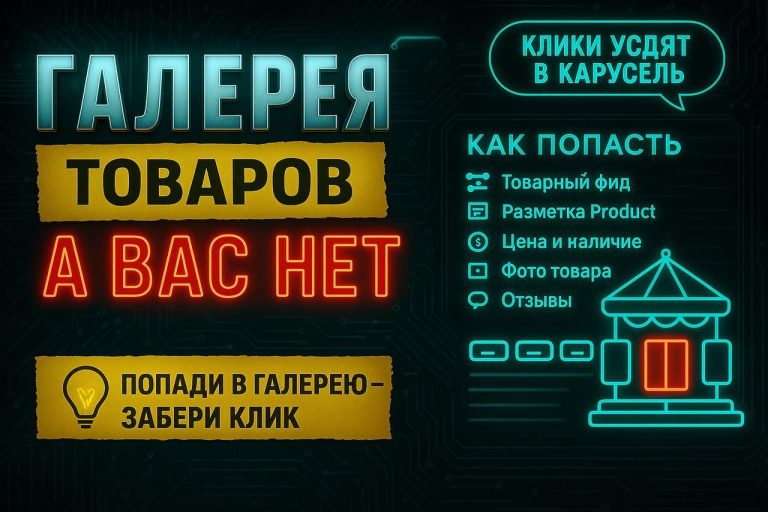 Над вашим сайтом в выдаче висит галерея товаров — а вас в ней нет. И клики уходят туда