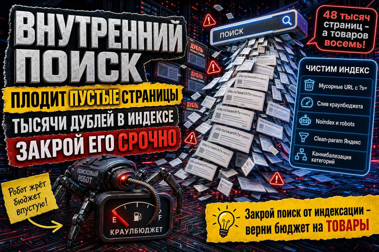 Внутренний поиск по сайту плодит тысячи пустых страниц: закройте его от индексации