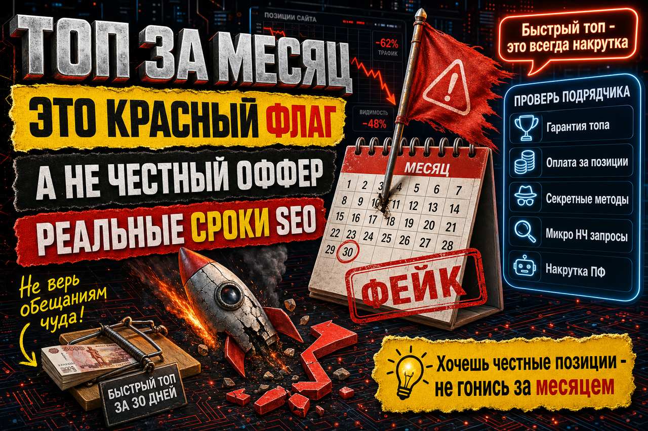 Выведем в топ за месяц — это красный флаг, а не оффер