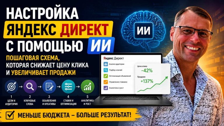 Настройка Яндекс Директ с помощью ИИ: пошаговая схема, которая снижает цену клика и увеличивает продажи