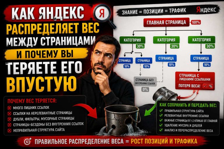 Как Яндекс распределяет вес между страницами и почему вы теряете его впустую