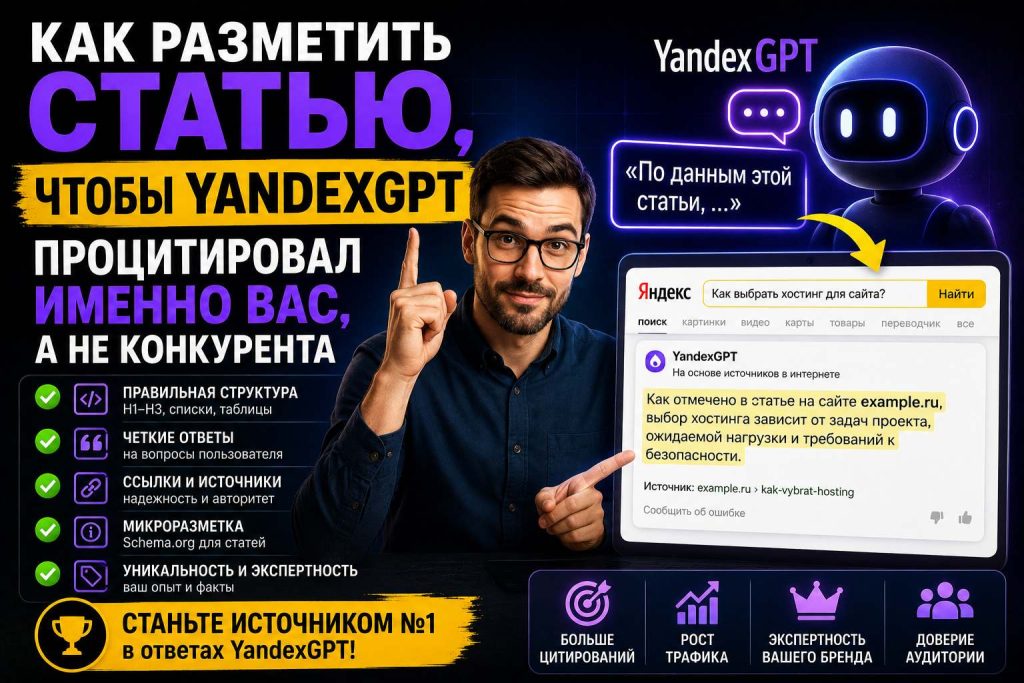 Как разметить статью, чтобы YandexGPT процитировал именно вас, а не конкурента