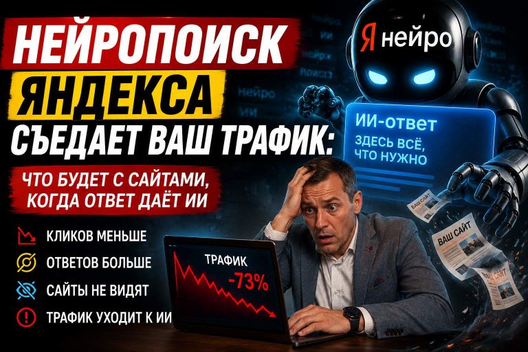 Нейропоиск Яндекса съедает ваш трафик: что будет с сайтами, когда ответ даёт ИИ
