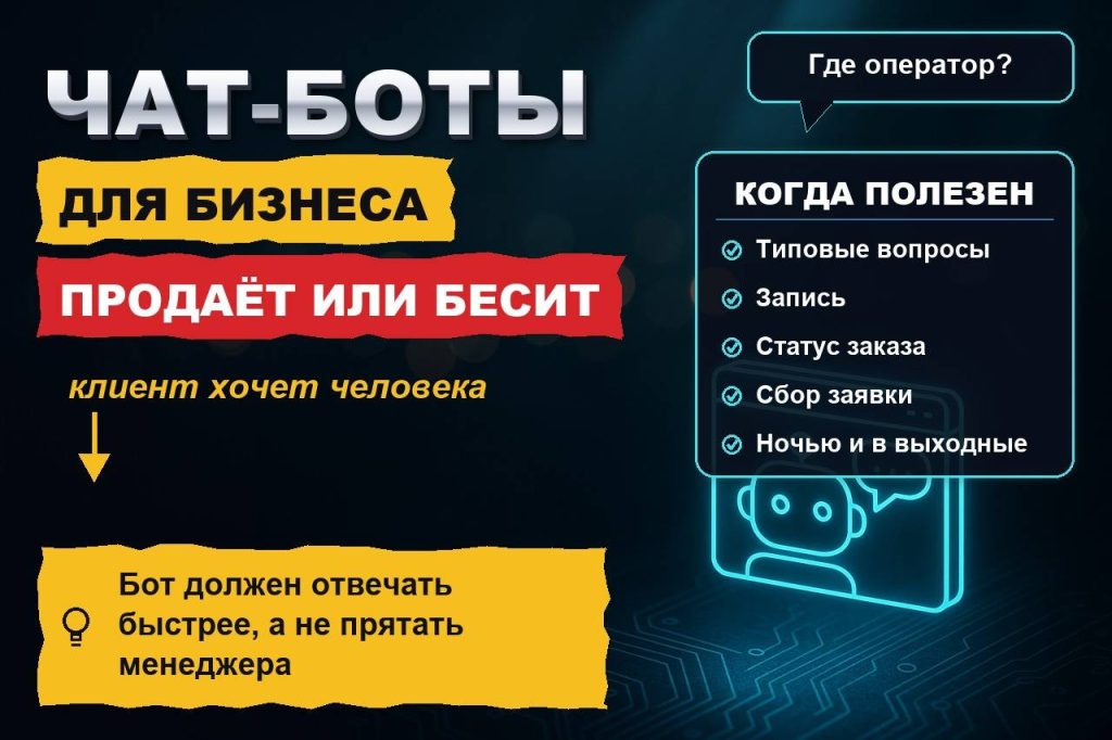 Чат-боты для бизнеса: когда бот продаёт, а когда молча отпугивает клиента