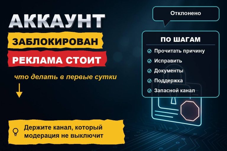 Директ заблокировал аккаунт, модерация отклонила объявления: бизнес без рекламы — что делать в первые сутки
