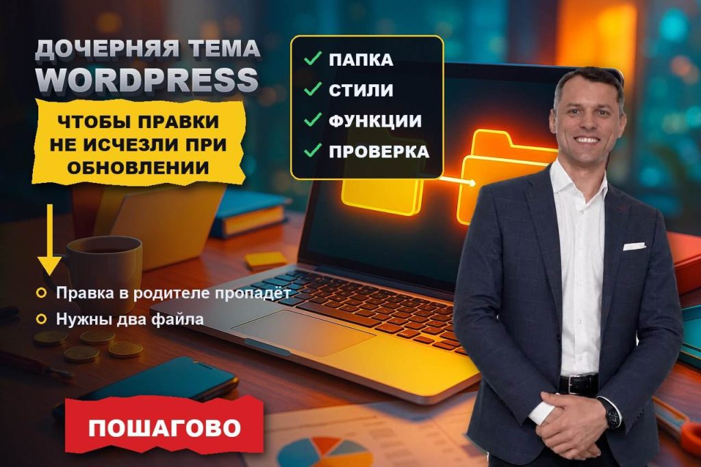 Дочерняя тема WordPress: зачем нужна и как не потерять правки при обновлении