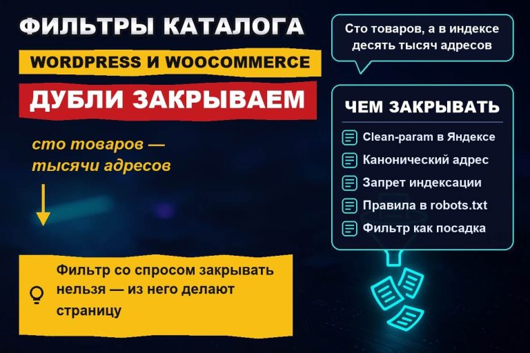 Фильтры и сортировки WooCommerce плодят дубли: как закрыть, не потеряв трафик
