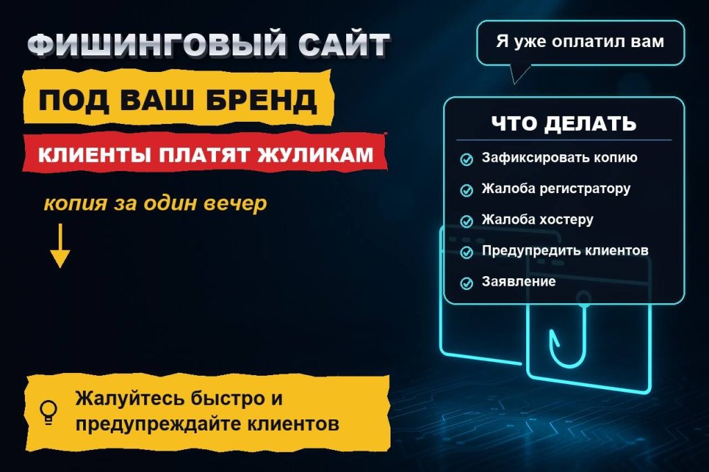 Фишинговый сайт под ваш бренд: как мошенники копируют компанию и что делать, если клиенты уже пострадали