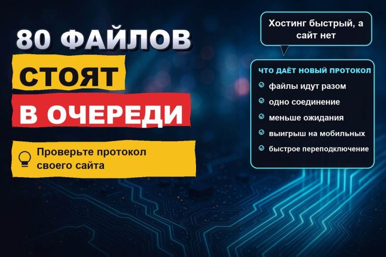HTTP/2 и HTTP/3: почему сайт с 80 файлами тормозит даже на быстром хостинге